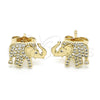 Gold Filled Ring — Stud Earring Elephant Design with White Micro Pave — alternate product view — SKU 143572 | Oro Laminado anillo — Stud Earring Elephant diseño with blanco Micro Pave — SKU 143572