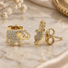Oro Laminado Stud Earring, Gold Filled Style Elephant Design, with White Micro Pave, Polished, Golden Finish, 02.344.0088