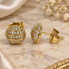 Oro Laminado Stud Earring, Gold Filled Style with White Micro Pave, Polished, Golden Finish, 02.344.0092