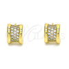 Oro Laminado Stud Earring, Gold Filled Style with White Micro Pave, Polished, Golden Finish, 02.344.0094