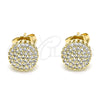 Oro Laminado Stud Earring, Gold Filled Style with White Micro Pave, Polished, Golden Finish, 02.344.0100