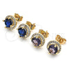 Oro Laminado Stud Earring, Gold Filled Style with Amethyst Cubic Zirconia and White Micro Pave, Polished, Golden Finish, 02.344.0102.1
