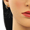 Oro Laminado Stud Earring, Gold Filled Style Dolphin Design, with Sapphire Blue Micro Pave, Polished, Golden Finish, 02.344.0064.3
