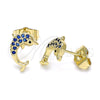 Gold Filled Ring — Stud Earring Dolphin Design with Sapphire Blue Micro — alternate product view — SKU 143590 | Oro Laminado anillo — Stud Earring Dolphin diseño with Sapphire Blue Micro — SKU 143590