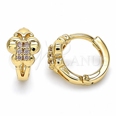 Oro Laminado Huggie Hoop, Gold Filled Style Butterfly Design, with Pink Micro Pave, Polished, Golden Finish, 02.284.0041.12