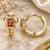 Oro Laminado Huggie Hoop, Gold Filled Style Butterfly Design, with Garnet Micro Pave, Polished, Golden Finish, 02.284.0041.1.12