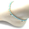 Oro Laminado Charm Anklet , Gold Filled Style Star Design, with Turquoise Crystal, Polished, Golden Finish, 03.169.0007.10 (02 MM Thickness, 10 Inches Length)
