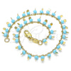 Oro Laminado Charm Anklet , Gold Filled Style Star Design, with Turquoise Crystal, Polished, Golden Finish, 03.169.0007.10 (02 MM Thickness, 10 Inches Length)