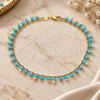 Oro Laminado Charm Anklet , Gold Filled Style Star Design, with Turquoise Crystal, Polished, Golden Finish, 03.169.0007.10 (02 MM Thickness, 10 Inches Length)