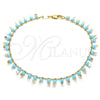 Oro Laminado Charm Anklet , Gold Filled Style Star Design, with Turquoise Crystal, Polished, Golden Finish, 03.169.0007.10 (02 MM Thickness, 10 Inches Length)