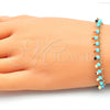 Oro Laminado Charm Bracelet, Gold Filled Style Star Design, with Turquoise Crystal, Polished, Golden Finish, 03.169.0007.08 (02 MM Thickness, 8 Inches Length)