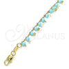 Oro Laminado Charm Bracelet, Gold Filled Style Star Design, with Turquoise Crystal, Polished, Golden Finish, 03.169.0007.08 (02 MM Thickness, 8 Inches Length)