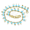 Oro Laminado Charm Bracelet, Gold Filled Style Star Design, with Turquoise Crystal, Polished, Golden Finish, 03.169.0007.08 (02 MM Thickness, 8 Inches Length)