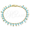 Oro Laminado Charm Bracelet, Gold Filled Style Star Design, with Turquoise Crystal, Polished, Golden Finish, 03.169.0007.08 (02 MM Thickness, 8 Inches Length)