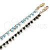 Oro Laminado Charm Bracelet, Gold Filled Style Star Design, with Turquoise Crystal, Polished, Golden Finish, 03.169.0007.08 (02 MM Thickness, 8 Inches Length)
