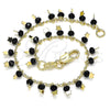 Oro Laminado Charm Bracelet, Gold Filled Style Star Design, with Black Crystal, Polished, Golden Finish, 03.169.0007.1.08 (02 MM Thickness, 8 Inches Length)