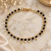 Oro Laminado Charm Bracelet, Gold Filled Style Star Design, with Black Crystal, Polished, Golden Finish, 03.169.0007.1.08 (02 MM Thickness, 8 Inches Length)