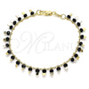 Oro Laminado Charm Bracelet, Gold Filled Style Star Design, with Black Crystal, Polished, Golden Finish, 03.169.0007.1.08 (02 MM Thickness, 8 Inches Length)