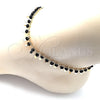 Oro Laminado Charm Anklet , Gold Filled Style Star Design, with Black Crystal, Polished, Golden Finish, 03.169.0007.1.10 (02 MM Thickness, 10 Inches Length)