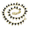 Oro Laminado Charm Anklet , Gold Filled Style Star Design, with Black Crystal, Polished, Golden Finish, 03.169.0007.1.10 (02 MM Thickness, 10 Inches Length)