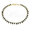 Oro Laminado Charm Anklet , Gold Filled Style Star Design, with Black Crystal, Polished, Golden Finish, 03.169.0007.1.10 (02 MM Thickness, 10 Inches Length)