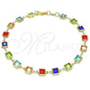 Oro Laminado Fancy Anklet, Gold Filled Style with Multicolor Cubic Zirconia, Polished, Golden Finish, 03.326.0002.1.10 (07 MM Thickness, 10 Inches Length)