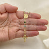 Oro Laminado Medium Rosary, Gold Filled Style Divino NiÃ±o and Crucifix Design, with Multicolor Crystal, Polished, Golden Finish, 09.326.0005.18
