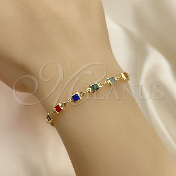 Gold Filled Bracelet — Bracelet Rosary Guadalupe and Crucifix Design with Multicolor — alternate product view — SKU 143605 | Oro Laminado brazalete — Bracelet Rosary Guadalupe and Crucifix diseño with Multicolor — SKU 143605