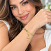 Oro Laminado Bracelet Rosary, Gold Filled Style Divino NiÃ±o and Crucifix Design, with Multicolor Crystal, Polished, Golden Finish, 09.326.0005.08