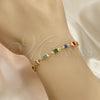Oro Laminado Bracelet Rosary, Gold Filled Style Divino NiÃ±o and Crucifix Design, with Multicolor Crystal, Polished, Golden Finish, 09.326.0005.08