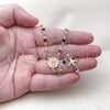 Oro Laminado Medium Rosary, Gold Filled Style Divino NiÃ±o and Crucifix Design, with Multicolor Crystal, Polished, Golden Finish, 09.326.0006.18