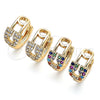 Oro Laminado Huggie Hoop, Gold Filled Style Paperclip Design, with Multicolor Cubic Zirconia, Polished, Golden Finish, 02.210.0526.1.15