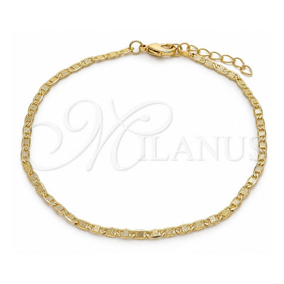 Oro Laminado Basic Anklet, Gold Filled Style Mariner Design, Polished, Golden Finish, 04.213.0213.10 (03 MM Thickness, 10 Inches Length)