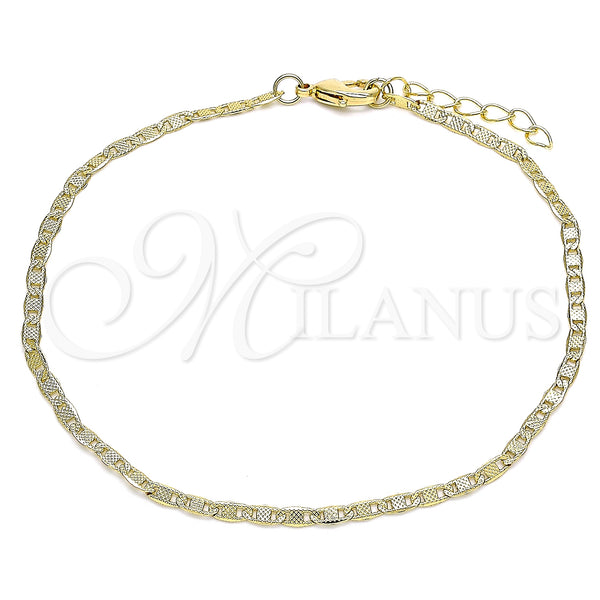 Oro Laminado Basic Anklet, Gold Filled Style Mariner Design, Polished, Golden Finish, 04.213.0213.10 (03 MM Thickness, 10 Inches Length)