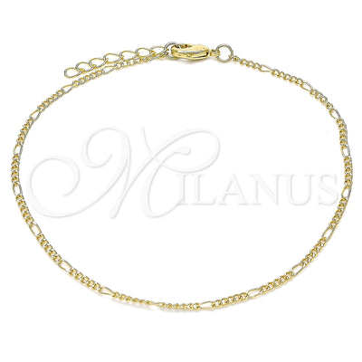 Oro Laminado tobillera — básico Anklet pulido 04. 02 MM Thickness 10 por Mayoreo, vista principal del producto