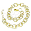 Oro Laminado Basic Anklet, Gold Filled Style Paperclip Design, Polished, Golden Finish, 04.213.0235.10 (07 MM Thickness, 10 Inches Length)