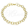 Oro Laminado Basic Anklet, Gold Filled Style Paperclip Design, Polished, Golden Finish, 04.213.0235.10 (07 MM Thickness, 10 Inches Length)