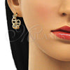 Oro Laminado Stud Earring, Gold Filled Style Puff Mariner Design, Polished, Golden Finish, 02.163.0154.20