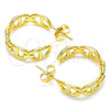 Oro Laminado Stud Earring, Gold Filled Style Puff Mariner Design, Polished, Golden Finish, 02.163.0154.20