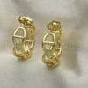 Oro Laminado Stud Earring, Gold Filled Style Puff Mariner Design, Polished, Golden Finish, 02.163.0154.20
