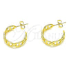 Oro Laminado Stud Earring, Gold Filled Style Puff Mariner Design, Polished, Golden Finish, 02.163.0154.20