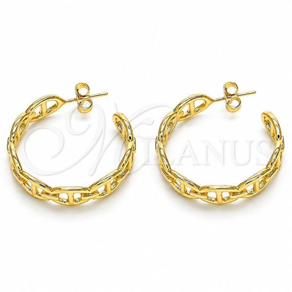 Oro Laminado Stud Earring, Gold Filled Style Puff Mariner Design, Polished, Golden Finish, 02.163.0154.30