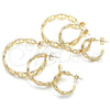 Oro Laminado Stud Earring, Gold Filled Style Puff Mariner Design, Polished, Golden Finish, 02.163.0154.30