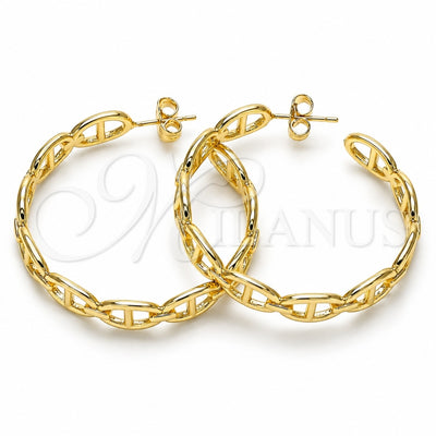 Oro Laminado Stud Earring, Gold Filled Style Puff Mariner Design, Polished, Golden Finish, 02.163.0154.40