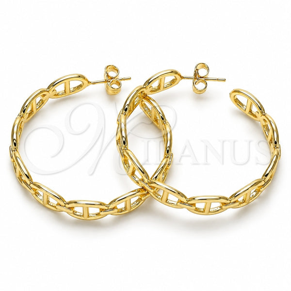 Oro Laminado Stud Earring, Gold Filled Style Puff Mariner Design, Polished, Golden Finish, 02.163.0154.40
