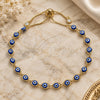 Oro Laminado Adjustable Bolo Bracelet, Gold Filled Style Evil Eye Design, with White Cubic Zirconia, Blue Resin Finish, Golden Finish, 03.386.0006.11 (01 MM Thickness, 11 Inches Length)