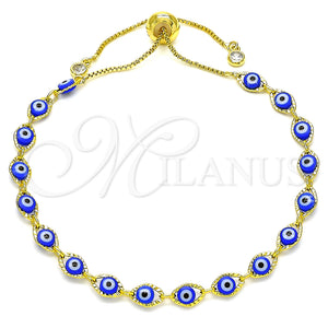 Gold Filled Bracelet — Adjustable Bolo Bracelet Evil Eye Design with White — main product view — SKU 143653 | Oro Laminado brazalete — Adjustable Bolo Bracelet Evil Eye diseño with blanco — SKU 143653