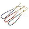 Oro Laminado Adjustable Bolo Bracelet, Gold Filled Style Evil Eye Design, with White Cubic Zirconia, Multicolor Resin Finish, Golden Finish, 03.386.0006.2.11 (01 MM Thickness, 11 Inches Length)