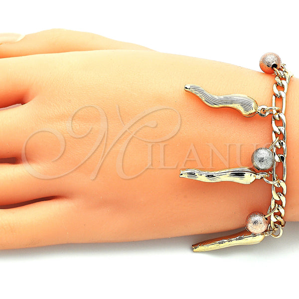 Gold Filled Bracelet — Charm Bracelet Ball Design Matte Tricolor 03. 05 — alternate product view — SKU 143657 | Oro Laminado brazalete — Charm Bracelet Ball diseño Matte Tricolor 03. 05 — SKU 143657