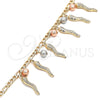 Oro Laminado Charm Bracelet, Gold Filled Style Ball Design, Matte Finish, Tricolor, 03.331.0200.08 (05 MM Thickness, 8 Inches Length)